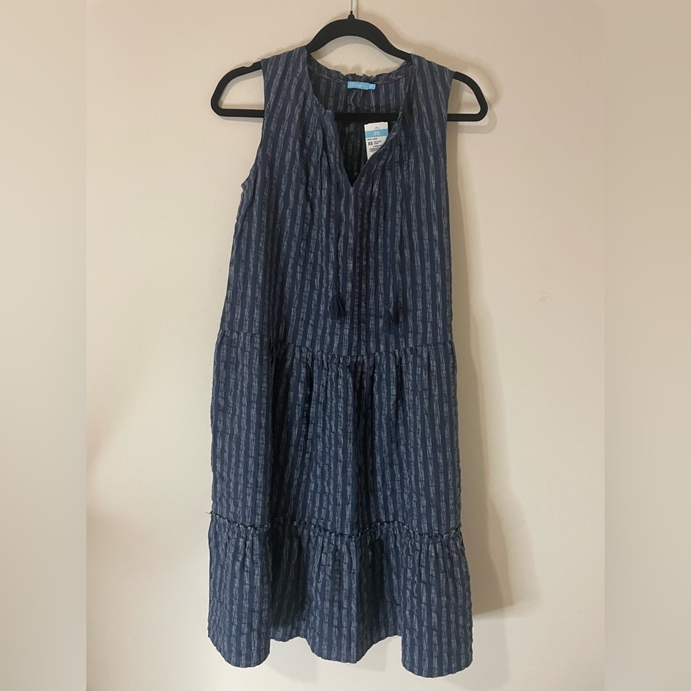 J.McLaughlin Christa dress in a blue & white vertical stripe XS - Picture 2 of 10